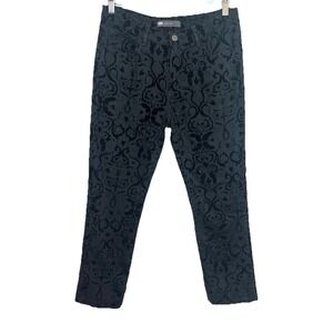 Levi's Women 10 Black Velvet Burnout Patterned Mid‎ Rise Skinny Whimsigoth Jeans
